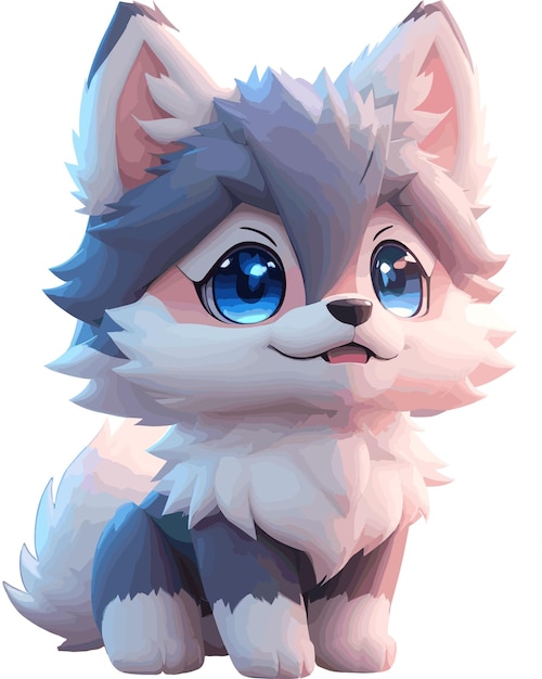 cute tiny hyperrealistic Anime wolf from pokemon