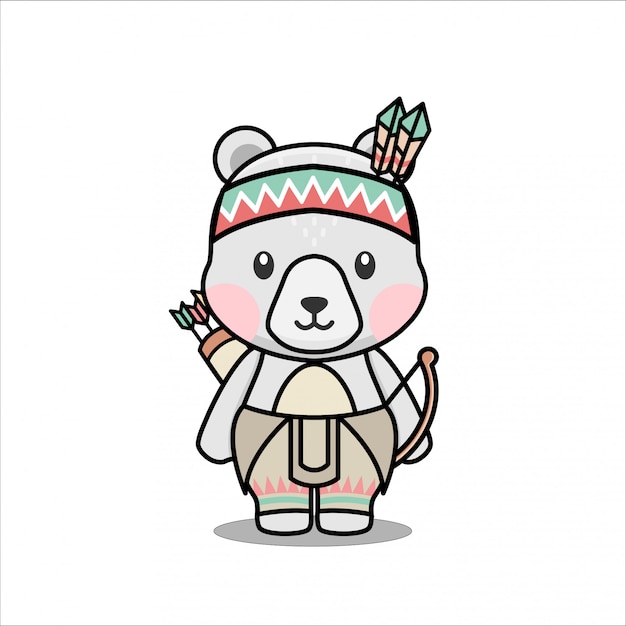 CUTE TINY POLAR NATIVE AMERICAN ANIMAL MASCOT CHARACTER DESIGN