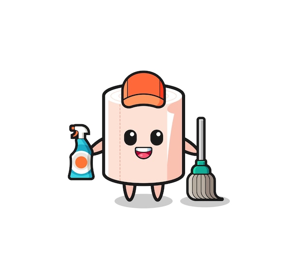 Cute tissue roll character as cleaning services mascot  cute design