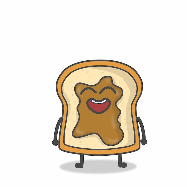 Cute toast character vector design template illustration