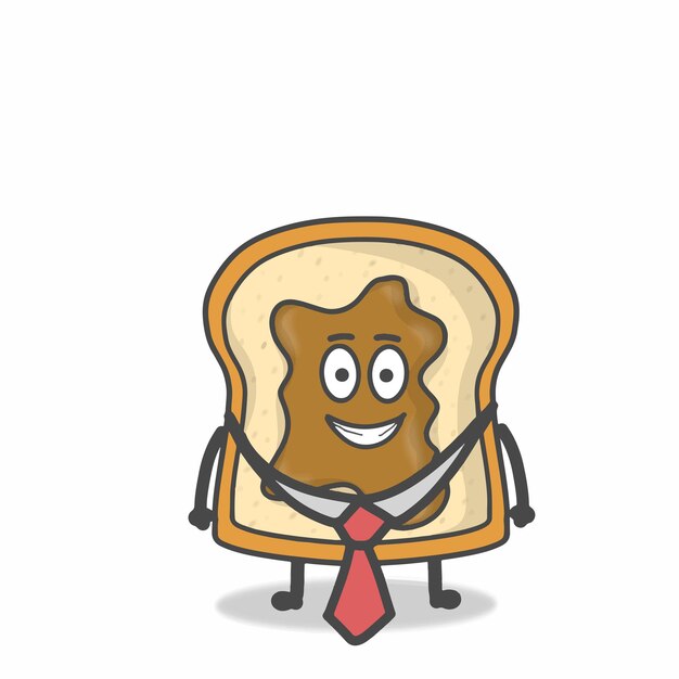 Cute toast character vector design template illustration