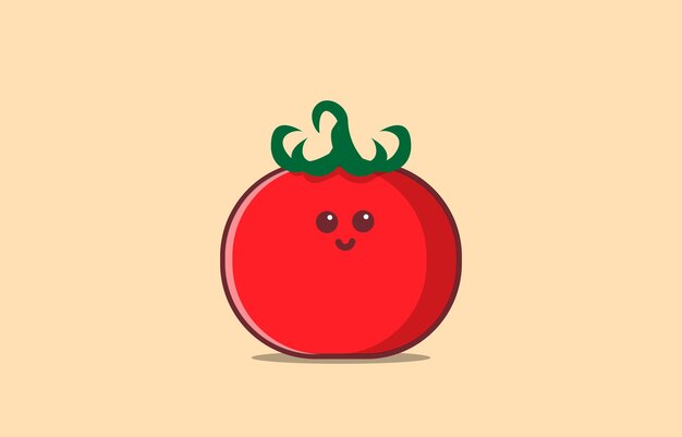 cute tomato character vector icon illustration