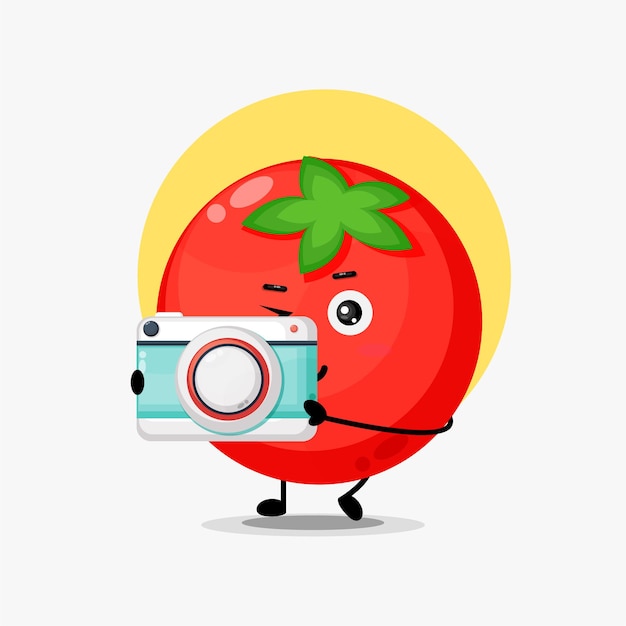 Cute tomato characters become photographer