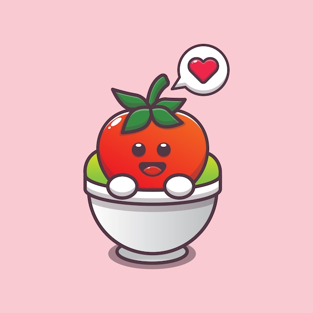 cute tomato in salad bowl