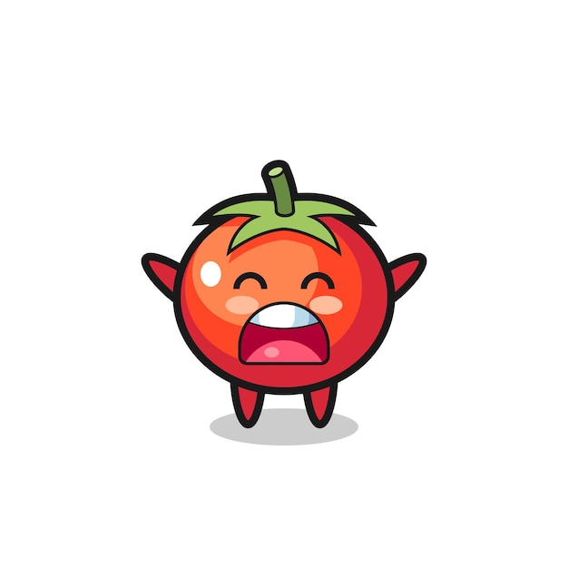 Cute tomatoes mascot with a yawn expression , cute style design for t shirt, sticker, logo element