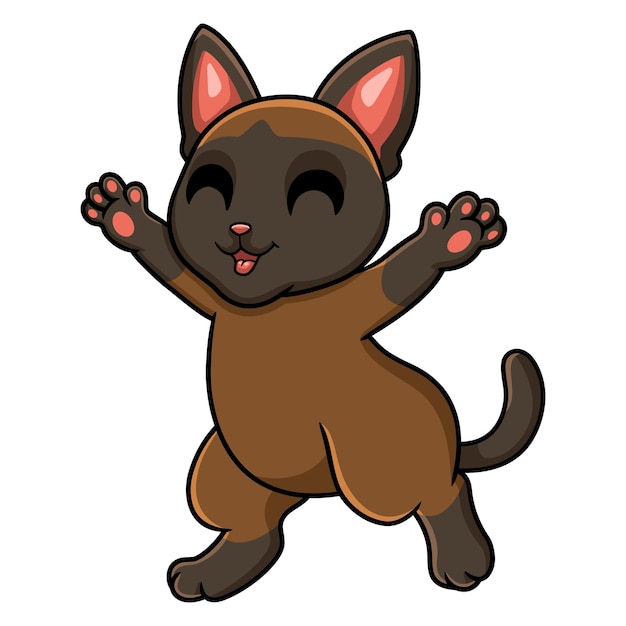 Cute tonkinese cat cartoon raising hands