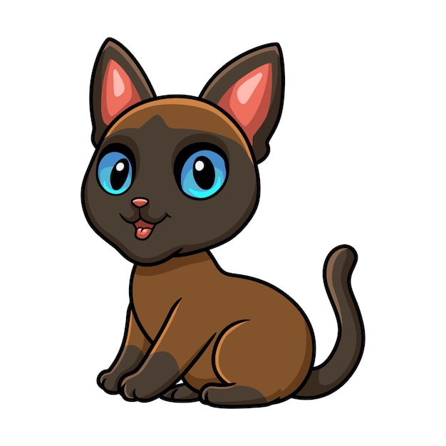 귀여운 Tonkinese 고양이 만화 앉아