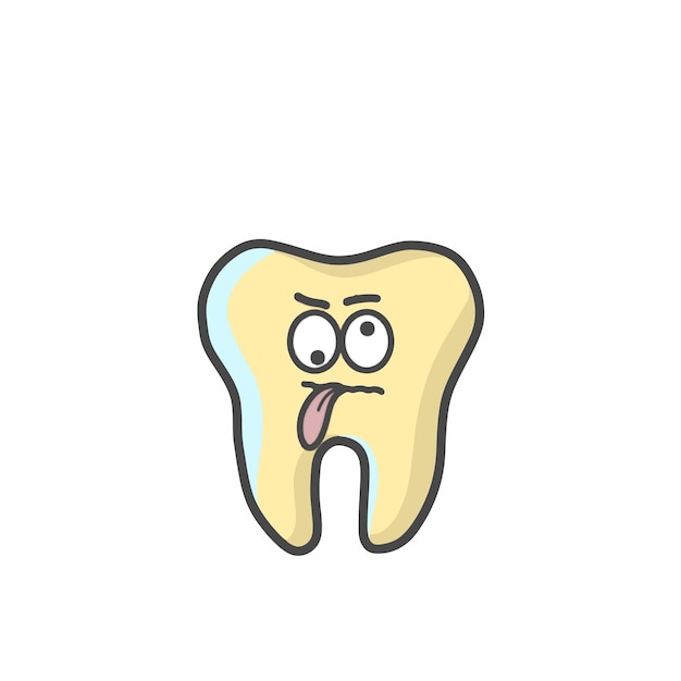 Симпатичный зубной персонаж Плоский мультфильм Векторный дизайн шаблона Иллюстрация