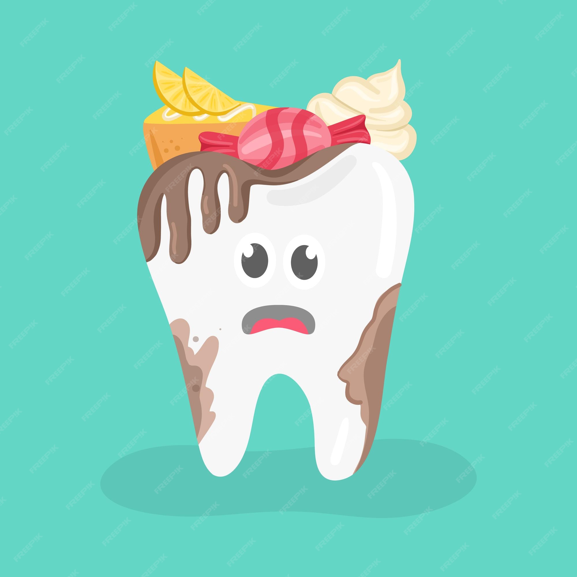 Premium Vector | Cute tooth characters feel bad in flat style unhealthy teeth plaque and caries holes Premium Vector | Cute tooth characters feel bad in flat style unhealthy teeth plaque and caries holes