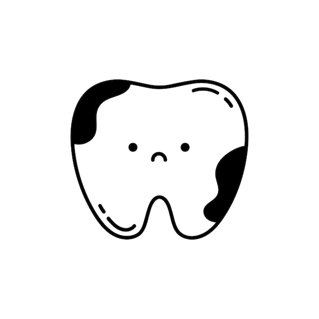 かわいい歯の文字齲蝕のある歯落書きスタイルのベクトル図ベビー アート