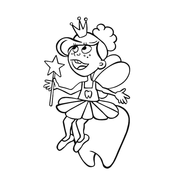 Vector cute tooth fairy sitting vector illustration