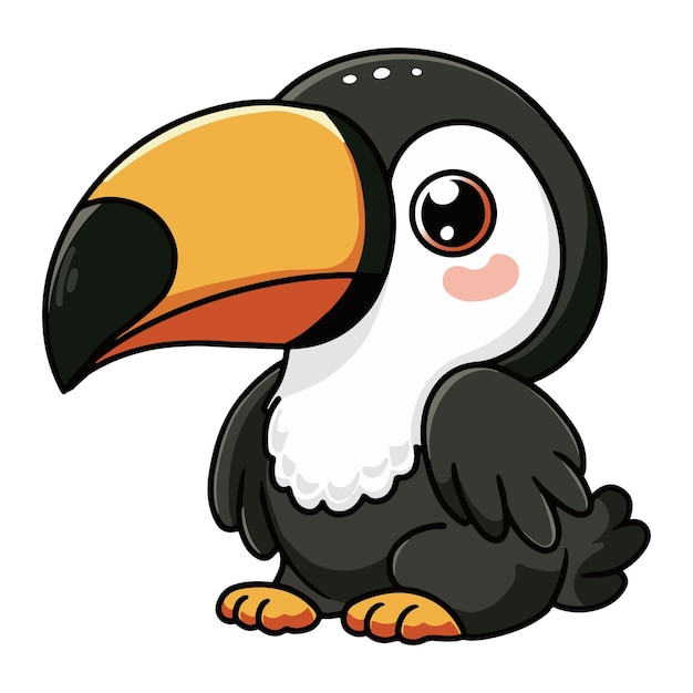 Cute toucan wild safari african animals for kids children clipart vector illustration