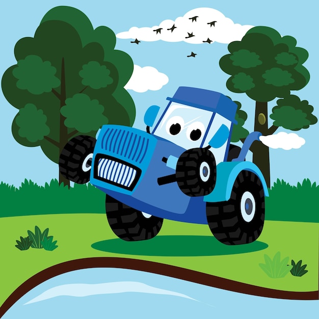 Cute Tractor Cartoon Vector
