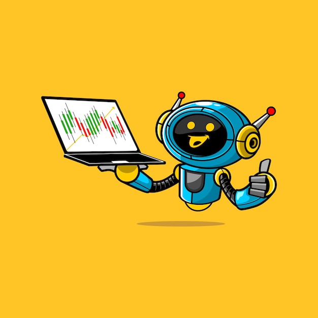 cute trading robot character illustration