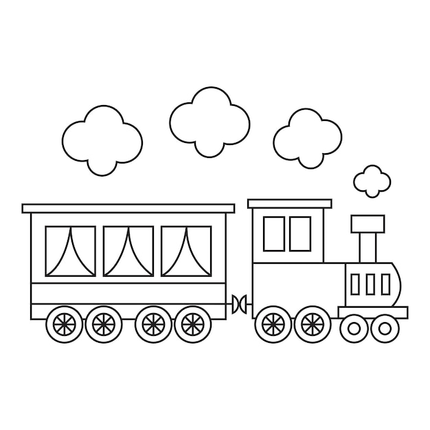 벡터 아이들을 위한 귀여운 열차 색칠 책