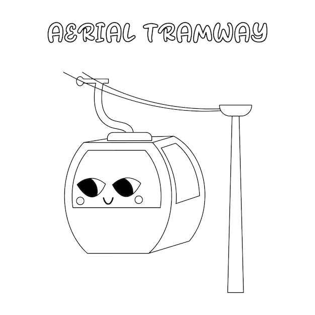 Cute Transportation Coloring Page Aerial Tramway