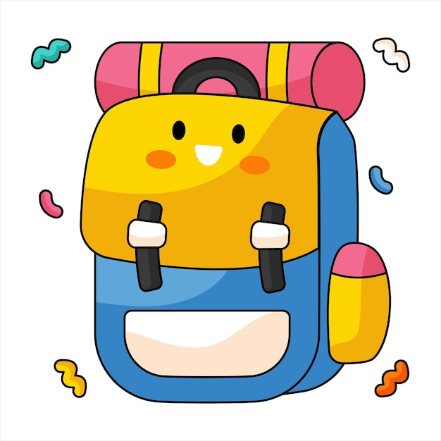 Vector cute travel sticker backpack