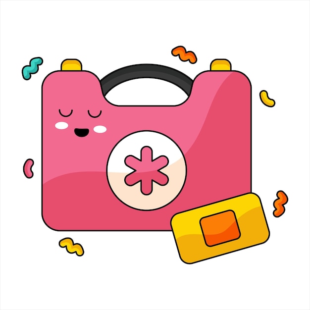 Vector cute travel sticker first aid kit