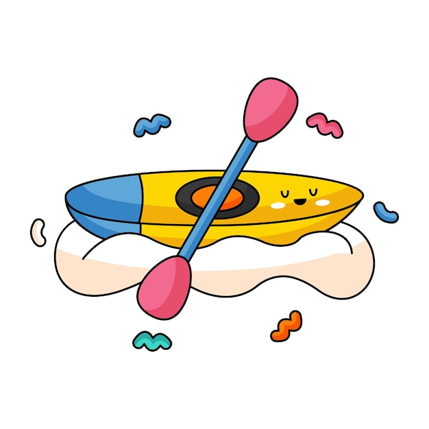 Vector cute travel sticker kayak