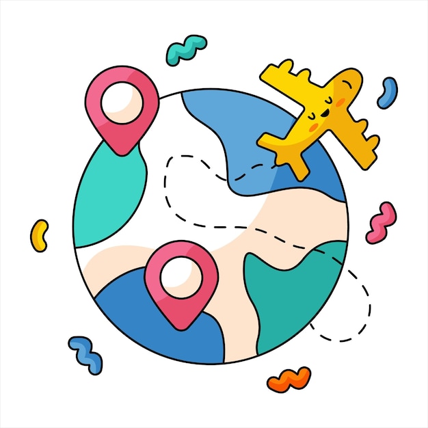 Vector cute travel sticker world travel