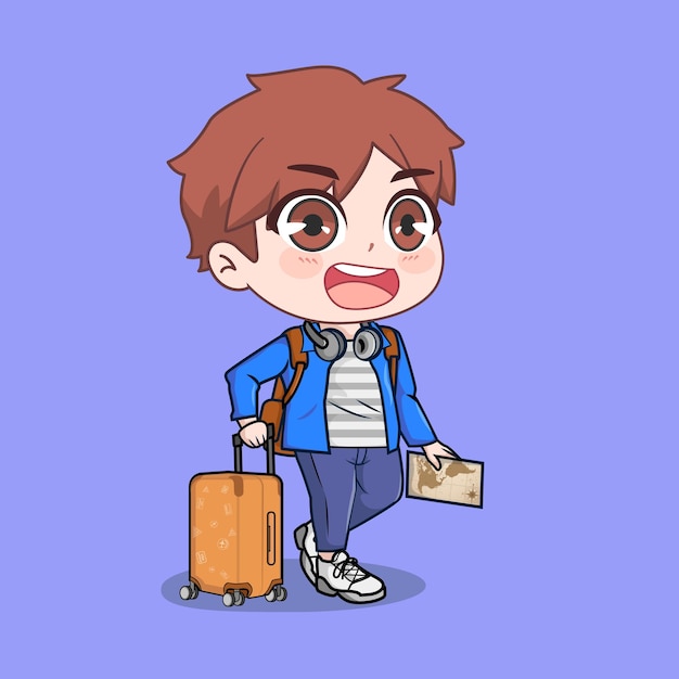 Cute travelling boy illustration