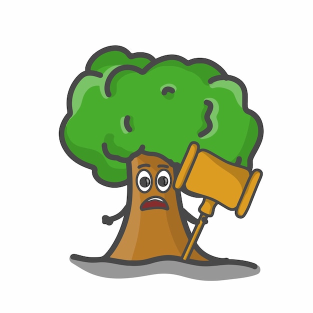 Cute Tree Character Mascot Flat Cartoon Emoticon Vector Design Illustration