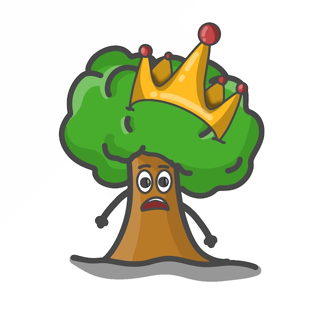 Cute Tree Character Mascot Flat Cartoon Emoticon Vector Design Illustration