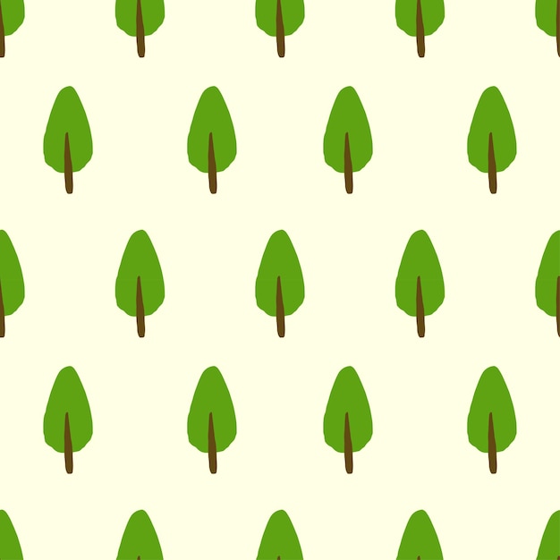 Cute tree doodle seamless pattern background