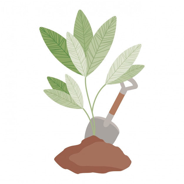 Vector cute tree plant with earth isolated icon