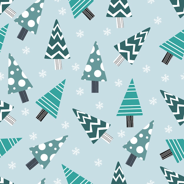 かわいい木のシームレスなパターンの冬とクリスマス