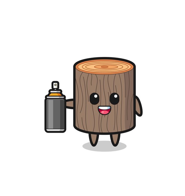 the cute tree stump as a graffiti bomber
