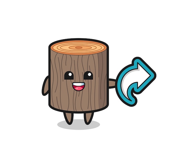 Cute tree stump hold social media share symbol cute design