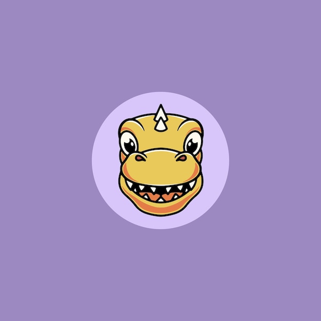 Cute Trex head smiling icon cartoon illustration