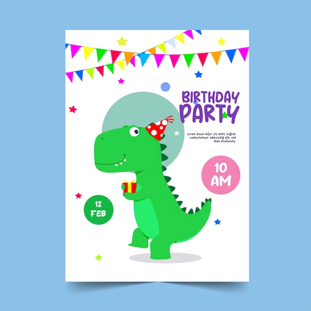 cute trex invitation birthday card