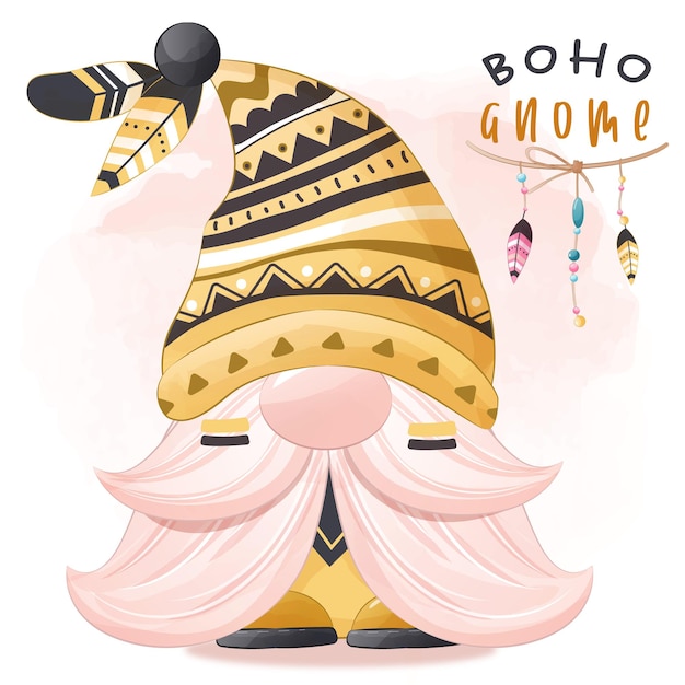 Cute tribal gnome illustrations