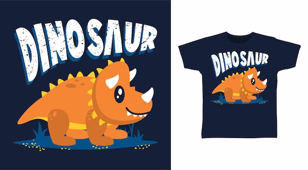 Simpatico cartone animato triceratopo per il design della maglietta