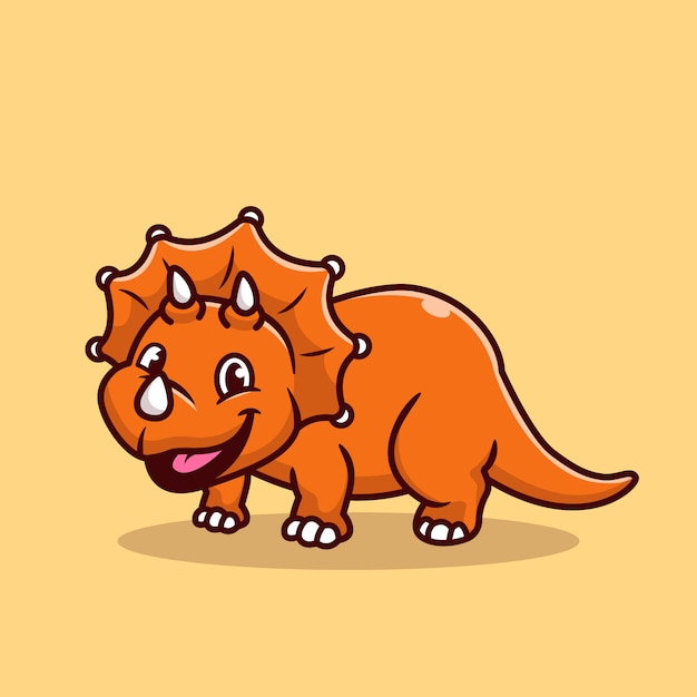 Vector cute triceratops smiling cartoon   icon illustration. animal dinosaur icon concept isolated  . flat cartoon style