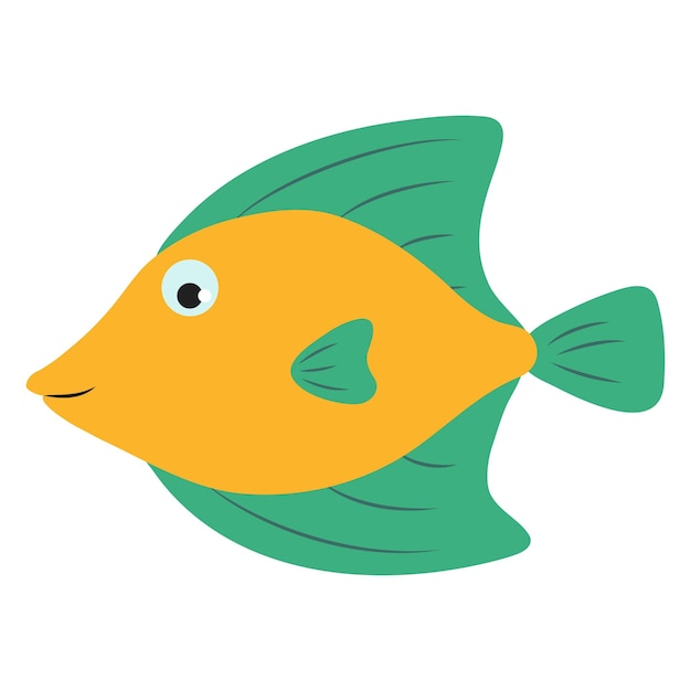 Cute tropical aquarium vector fish illustration isolated on wite background