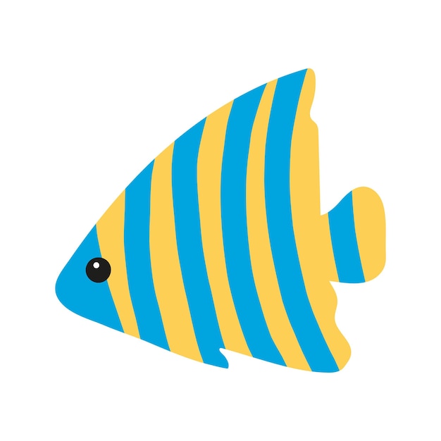 Vector cute tropical striped fish hand drawn vector illustration for seasonal design