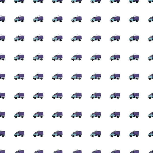 Cute truck car seamless pattern Kids hand drawn automobile background Transport wallpaper