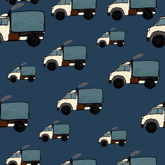 Vector cute truck car seamless pattern kids hand drawn automobile background transport wallpaper