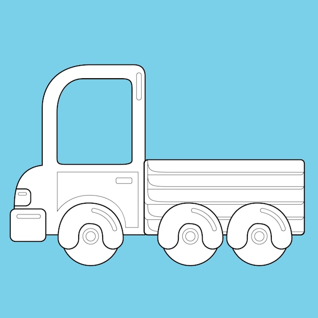 Cute Truck Car Transportation Toys Cartoon Digital Stamp Outline