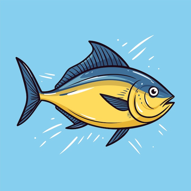 Cute Tuna fish underwater cartoon vector illustration