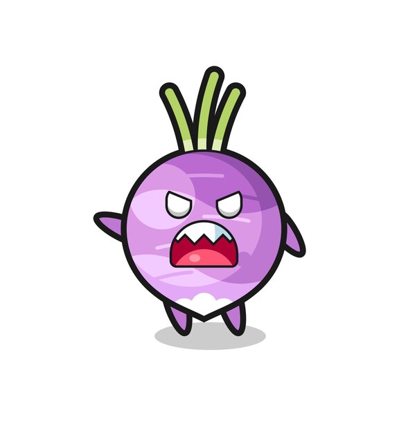 Cute turnip cartoon in a very angry pose , cute style design for t shirt, sticker, logo element