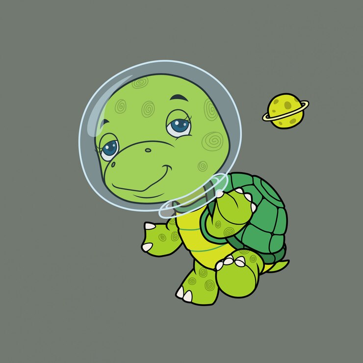 Vector cute turtle astronaut.