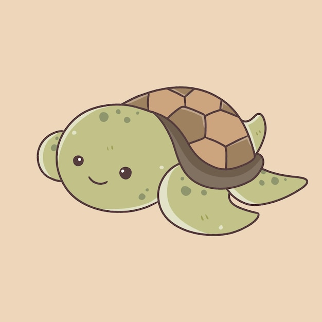 Cute turtle cartoon character sea animal underwater
illustration and vector