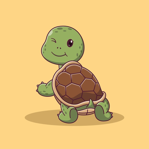 Cute Turtle Cartoon Character. Turtle Icon Concept