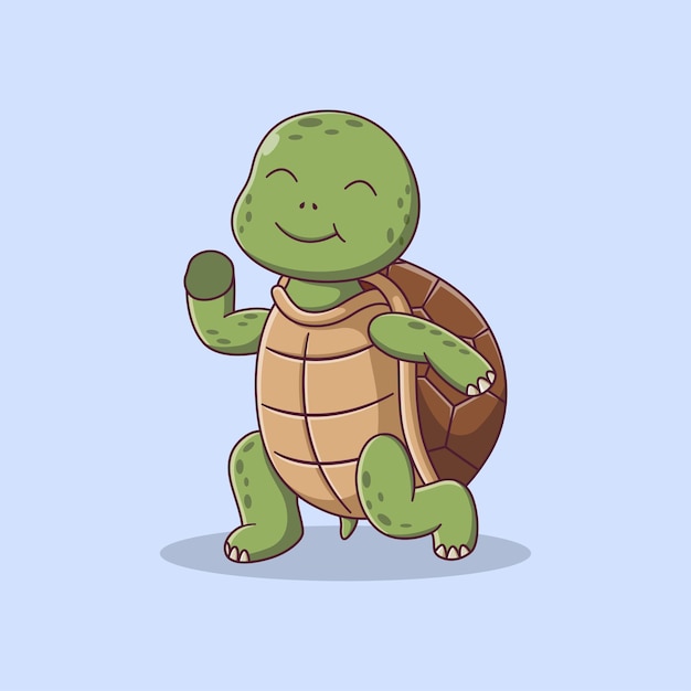 Cute Turtle Cartoon Dancing. Turtle Icon Concept