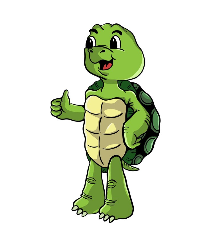 Vector cute turtle cartoon illustration design giving one thumbs up