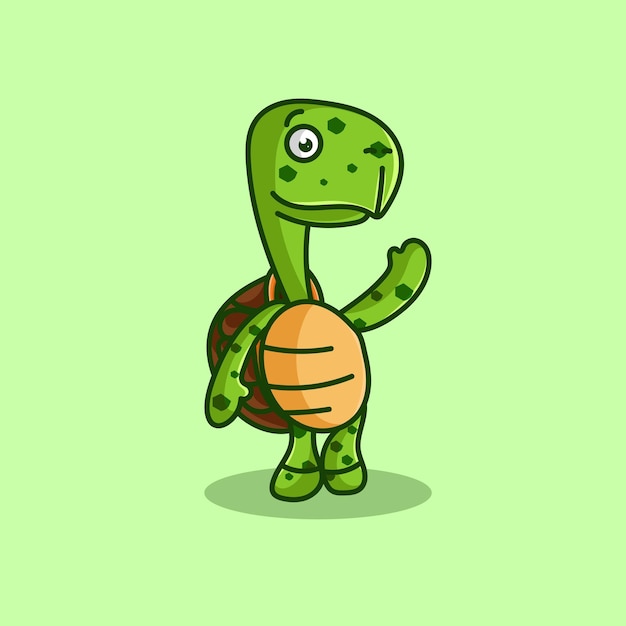 Cute Turtle Cartoon Mascot Chibi Flat Cartoon Style